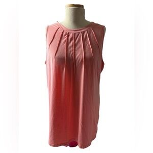 Coral Pleated Sleeveless Tank Top